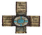 Rustic Western Christian Bible Verses Scriptures Turquoise Stones Wall Cross