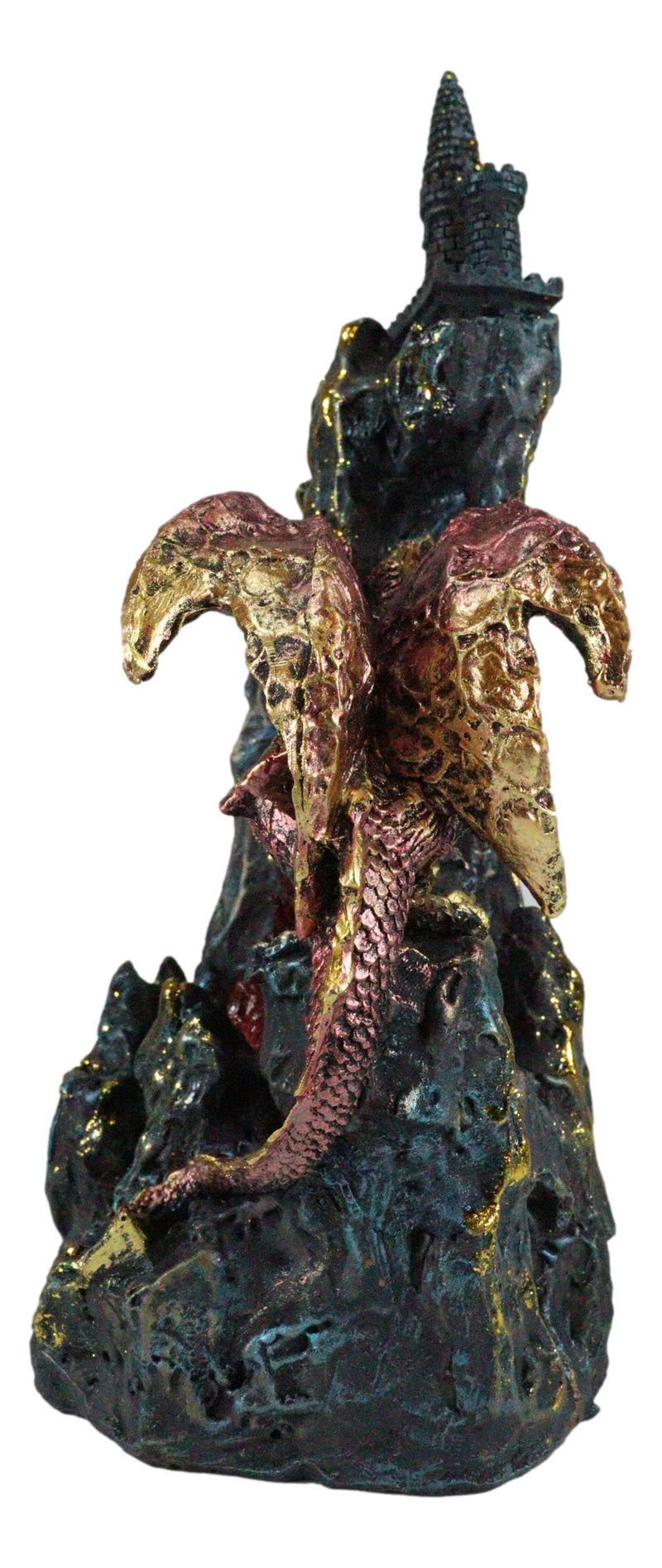 Ebros Red Garnet Fire Dragon By Rocky Mountain With Castle LED Light Figurine