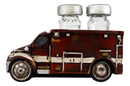 Vintage Red Ambulance Truck Figurine Holder For Glass Salt and Pepper Shakers