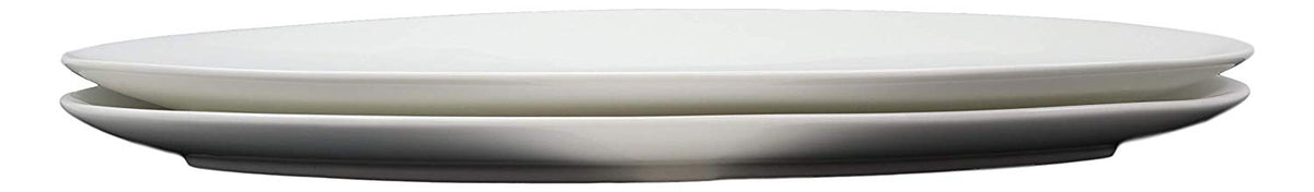 Ebros Contemporary Sleek Design Natural White Porcelain Large Oval Plates Serving Platters (SET OF 2, 20"Long)