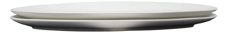 Ebros Contemporary Sleek Design Natural White Porcelain Large Oval Plates Serving Platters (SET OF 2, 20"Long)
