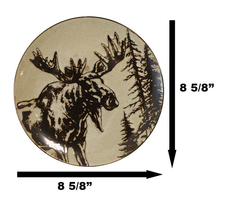 Pack Of 2 Rustic Western Emperor Elk Stag Moose Deer Salad Appetizer Plates