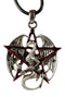Gothic Red Pentagram Star Dragon Pendant Pewter Necklace Fantasy Mythical Legend