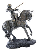 Large Charging Medieval Knight Swordsman On Horse Calvary Statue 15"H Figurine