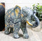 Auspicious Grey Glossy Mosaic Design Noble Aztec Elephant with Trunk Up Figurine
