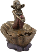 Ebros Bronzed Resin Mermaid On Giant Sea Clam Shell Small Decorative Trinket Box