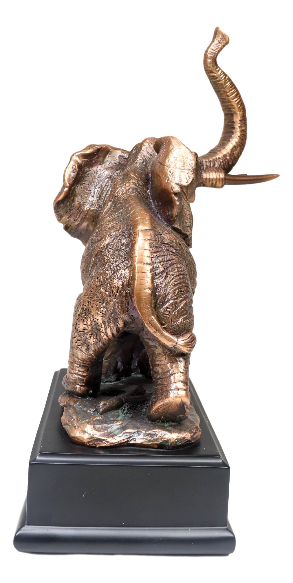 Ebros Safari Elephant Trumpeting Bronze Electroplated Figurine With Base 10.75"H - Ebros Gift