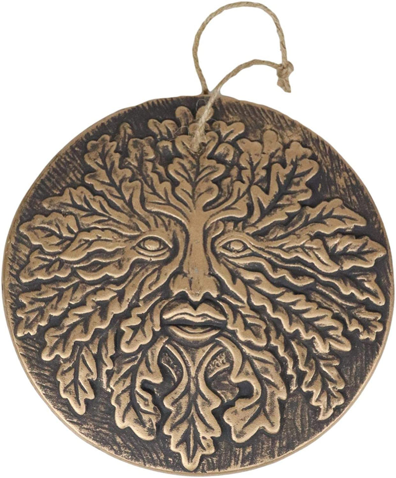 Ebros Nature Spirit God Celtic Greenman Terracotta Round Medal Wall Decor Plaque