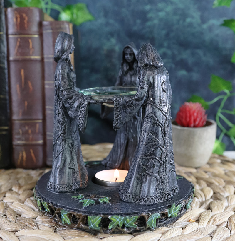 Ebros Triple Goddess Maiden Mother & Crone Candle Holder Oil Wax Warmer Diffuser 5.8"H