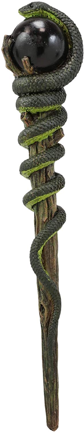 Ebros Nagini Black Orb Snake Cosplay Wand 9.5" Tall Accessory Fantasy Decor