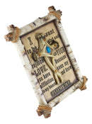 Rustic Faux Birchwood Turquoise Deer Antlers Cross Bible Verse Wall Decor Plaque