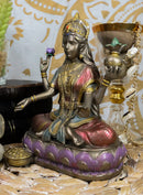 Ebros Hindu Goddess Lakshmi Meditating On Lotus Throne Statue 6.5"Tall Figurine