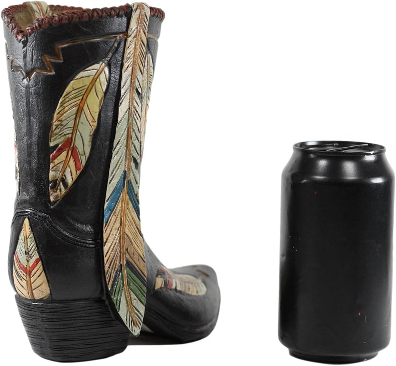 Rustic Southwestern Indian Dreamcatcher Feathers Cowboy Boot Figurine Or Vase