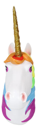 Fantasia Rainbow Mane Unicorn With Golden Horn 3D Wall Head Mount Decor Plaque