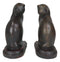Faux Bronze Feline Cats At Repose Kissing Their Backs Bookends Pair Figurine Set