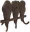 Ebros Cast Iron Rustic See Hear Speak No Evil Owls Family 3 Pegs Wall Hooks 7" W