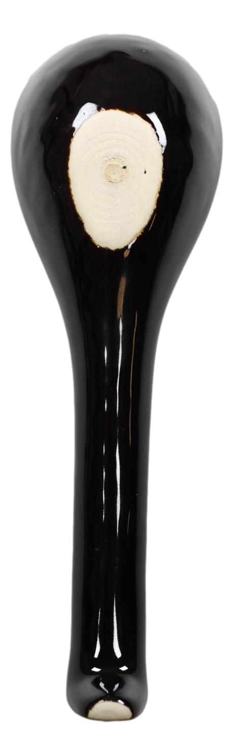 Ebros Japanese Modern Porcelain Soup Spoons With Ladle Hook Pack Of 6 (Black) - Ebros Gift