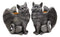 Gothic Angel Winged Cat Gargoyles Left And Right Facing Candle Holder Statue Set