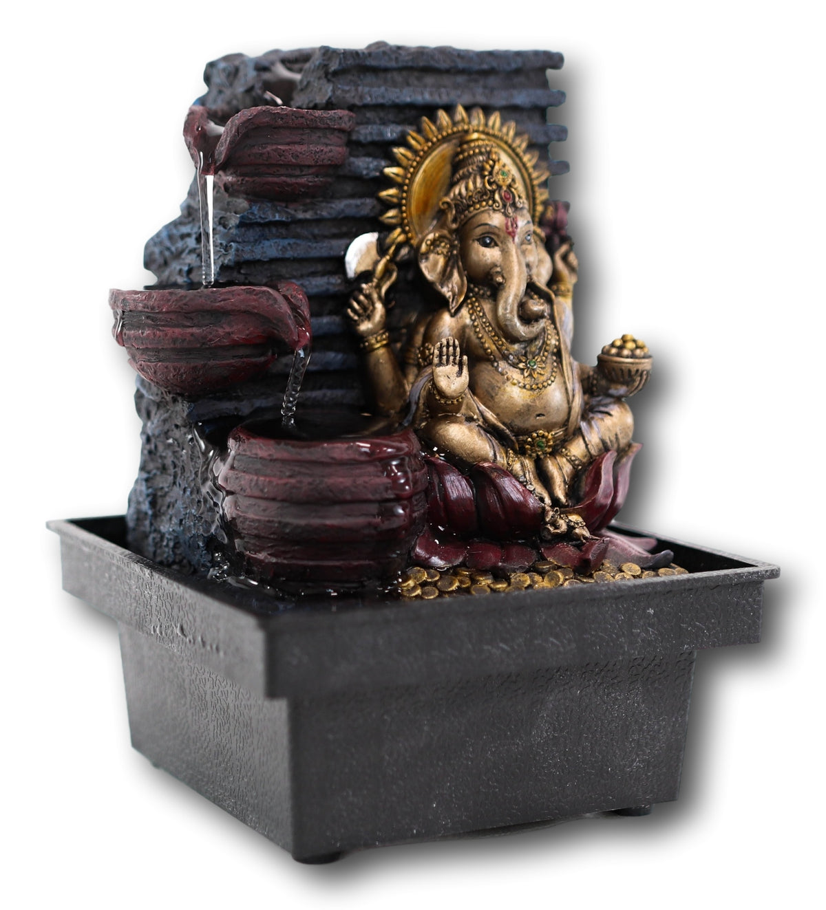Ebros Elephant-Headed Hindu god Ganesha Flowing Water Fountain Resin Home Decor