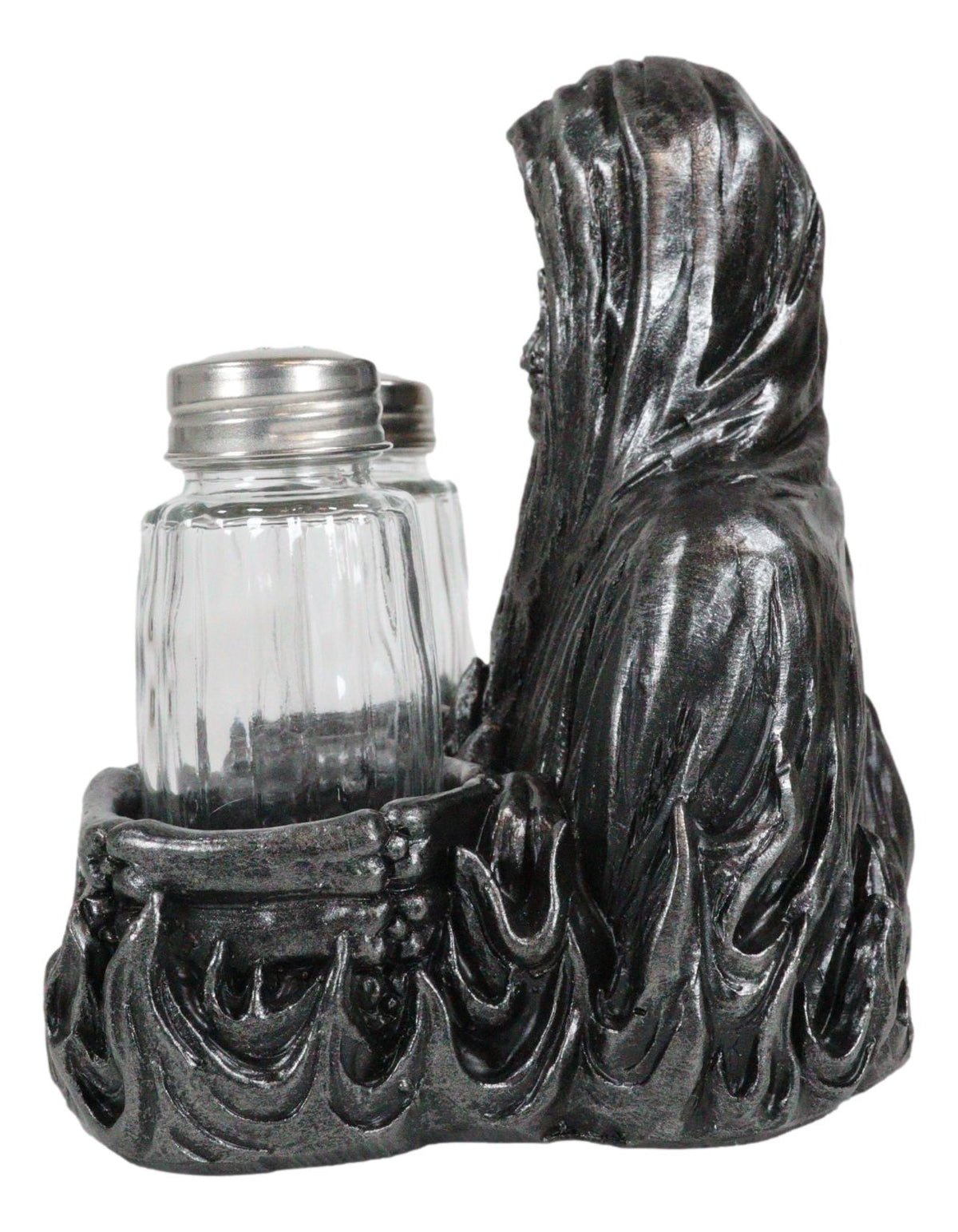 Soul Garnish Sitting Grim Reaper Skeleton Salt and Pepper Shakers Holder Set