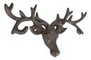 Cast Iron Vintage Western Rustic Stag Deer with Crown Antlers Wall Key Hooks
