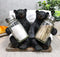 Ebros 6.25" W 2 Black Bear Cubs Sitting Napkin Holder & Salt Pepper Shakers