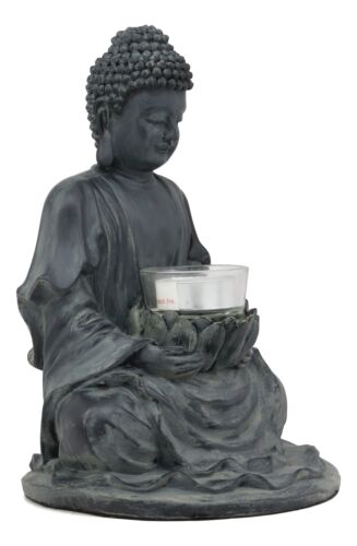 Ebros Meditating Buddha Shakyamuni On Lotus Seat Tea Light Votive Candle Holder Statue