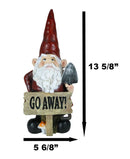 Grumpy Mr Gnome Grandpa With Shovel Standing By 'Go Away!' Yard Sign Figurine