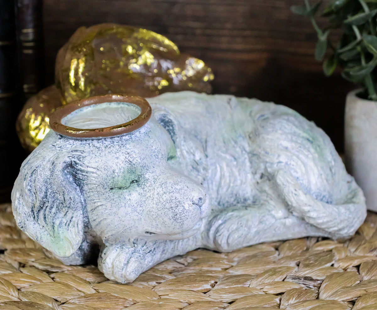 Ebros Heavenly Halo Angel Dog Urn Statue 8" Long Pet Memorial All Dogs Go to Heaven - Ebros Gift