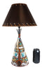 Southwestern Indian Teepee Hut Dreamcatcher Feathers Turquoise Rocks Table Lamp
