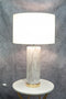 26"H Contemporary Ceramic Faux White Veined Marble Gold Trim Table Lamp W/ Shade