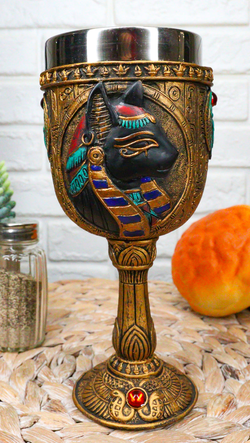 Vintage Egyptian Style Metal Wine Cup – Handcrafted Goblet, Home Bar Decor, Unique Gift (Green Bronze)