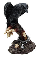 Ebros Gift Dark Raven Crow Feeding On Shackled Cadaver Hand Flesh Figurine 6"H