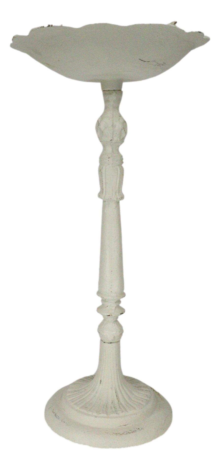 Rustic White Cast Iron Hummingbird Victorian Bird Feeder Bath Garden Statue 23"H