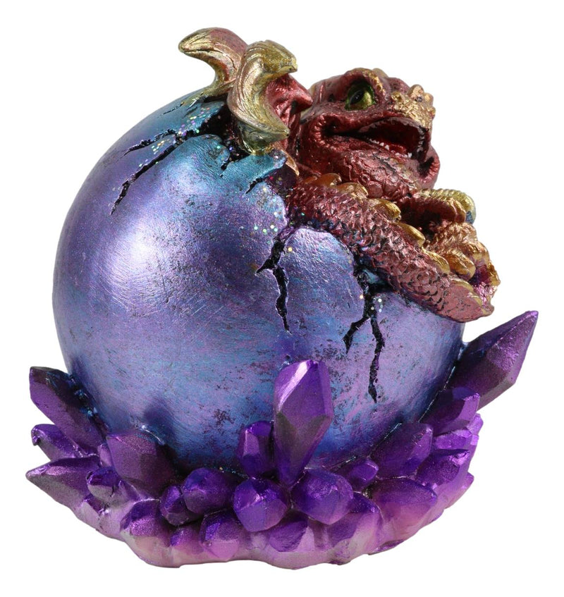 Ebros Red Dragon Wyrmling Nestling In Purple Egg With LED Night Light Figurine