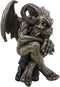 Ebros Winged Ram Horned Gargoyle Sitting On Cathedral Pedestal Statue 6" High