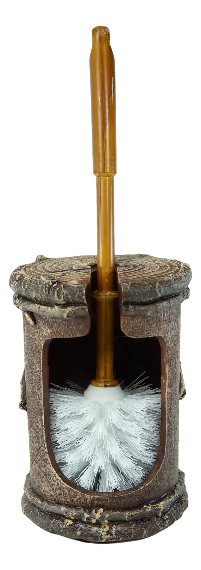 Rustic Western Turquoise Bullseye Faux Branch Wood Toilet Brush And Holder Set