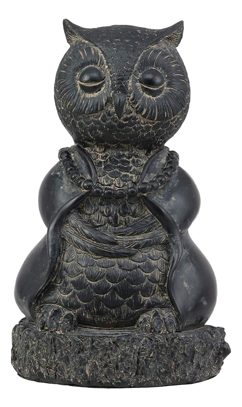 Ebros Feng Shui Vastu Buddha Zen Yoga Owl with Prayer Beads Necklace Meditating Statue