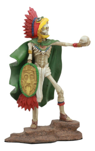 Tenochtitlan Aztec Eagle Warrior Skeleton Statue Day of The Dead Skull Phantom - Ebros Gift