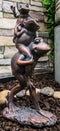 Croak Family Papa Frog Piggybacking 2 Young Baby Frogs To School Garden Statue