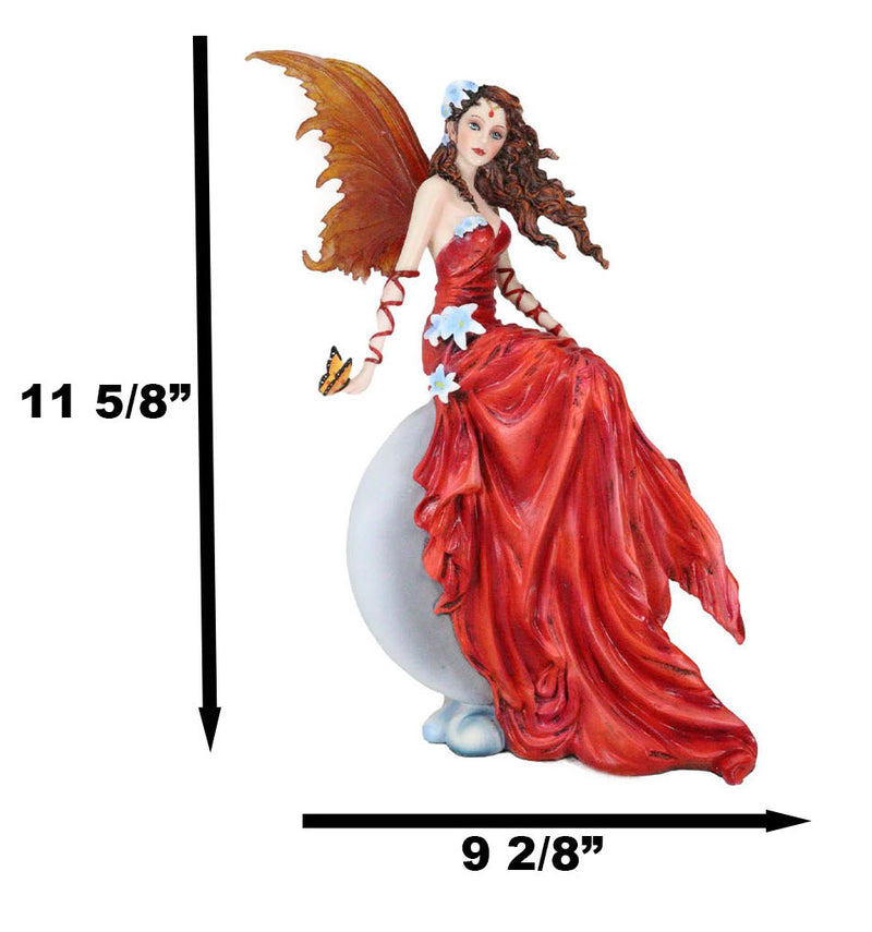 Ebros Nene Thomas Celestial Cupid Moon Crimson Wedding Fairy In Red Gown Statue
