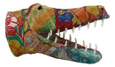 Crocodile Alligator Hand Crafted Paper Mache In Sari Fabric Wall Head Decor