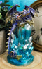 Purple And Gold Cosmic Dragon On Blue Crystal Stalactite Rock LED Light Statue