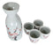 Ebros Japanese 12oz Ceramic Pink Cherry Blossom Sake Set Flask With Four Cups