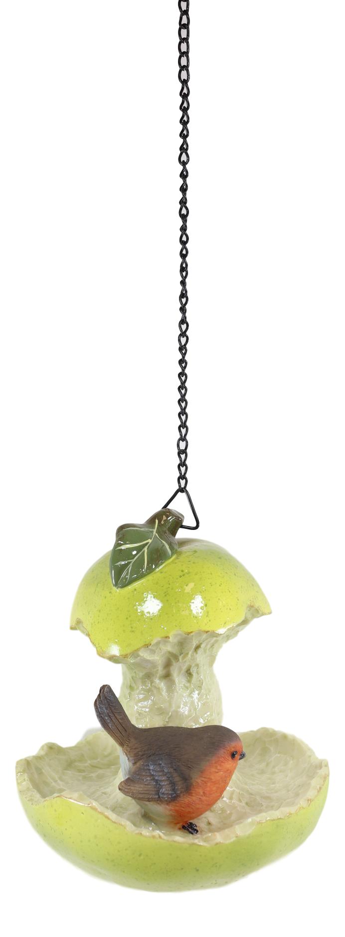 Ebros Green Pear Fruit W/ Perching Finch Bird Feeder W/ Hanging Chains Figurine