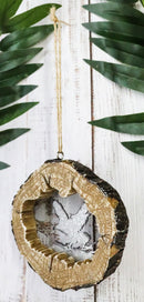 Rustic Western Bald Eagle Faux Wood Log Slice Set of 4 Christmas Tree Ornaments