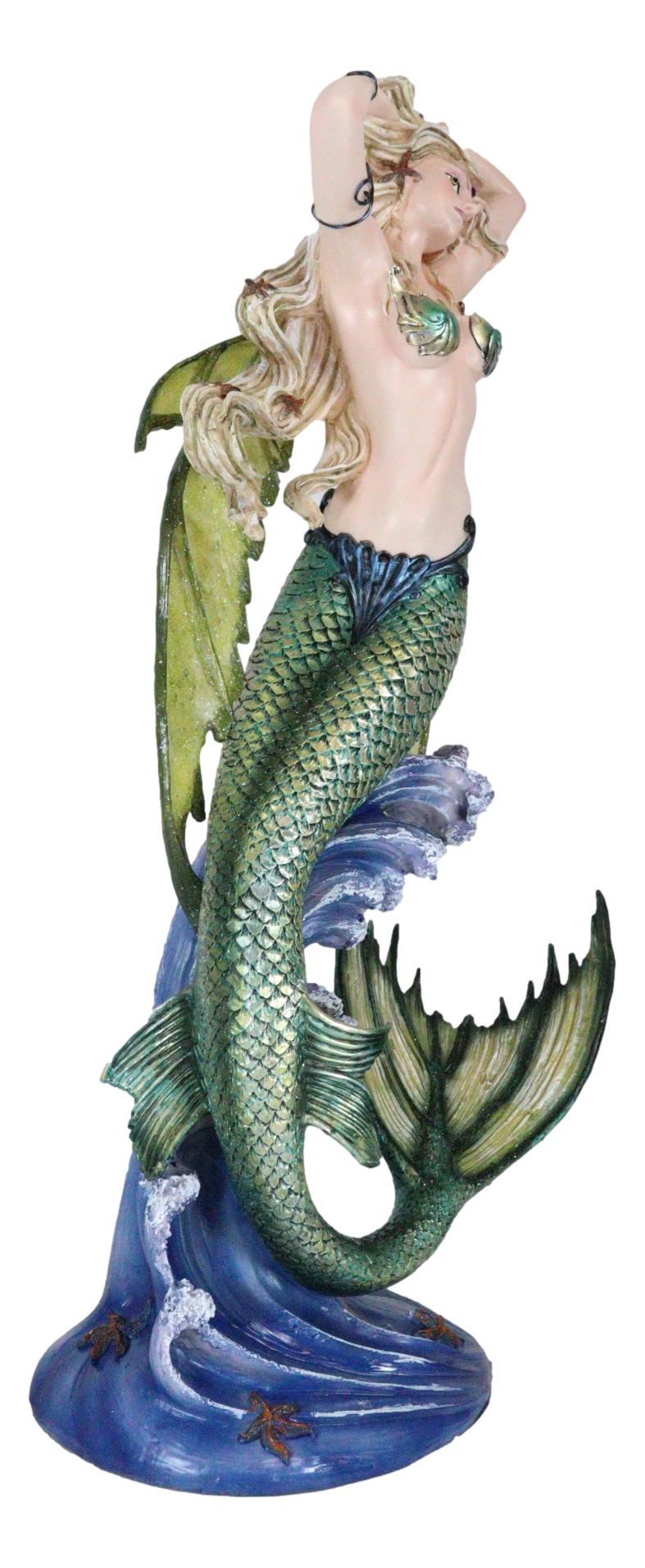 Large Nautical Ocean Dancing Mermaid Statue 26"H Goddess Venus Rising Figurine