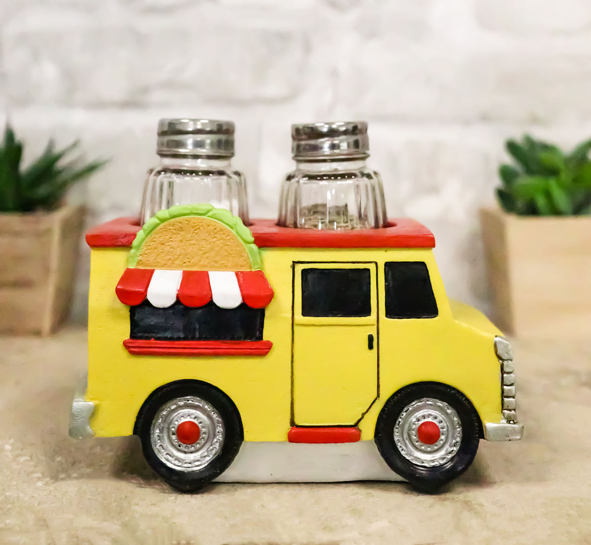 Taste Of Mexico Tex-Mex Fiesta Taco Food Truck Salt And Pepper Shakers Holder - Ebros Gift