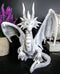 Ebros Ruth Thompson White Checkmate Dragon with Majestic Horns Statue 8.25"H