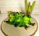 Whimsical See Hear and Speak No Evil Trio Frogs Statue 7.5"L Pond Animal Decor